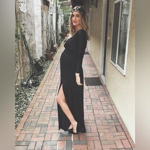 Halston Heritage maxi dress with empire waist. Bump Friendly.